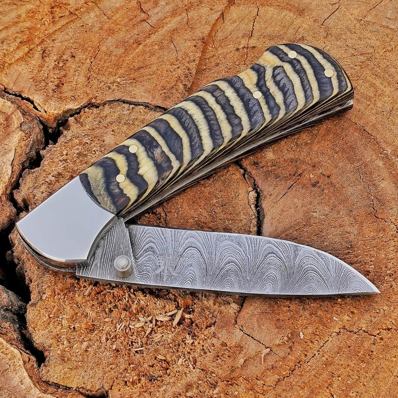 BE BREAK EDGE Handmade Damascus Steel Folding Knife for Men, Tactical EDC Gear, Hunting & Survival. Best Gift for Boy Friend. - Image 5